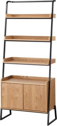 Lifestorey Estanier Ladder Shelf with Cabinet Natural/Black - Lifestsorey