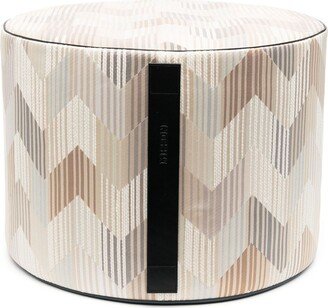 Zigzag-Print Round Footstool