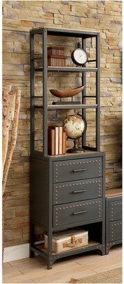 Azlo Industrial Pier Metal Cabinet in Gray and Natural