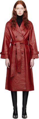 Red Veda Edition Leather Trench Coat
