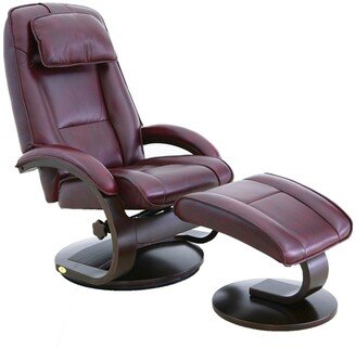 Contemporary Home Living 44.75 Merlot Red Brampton Recliner Chair with Ottoman