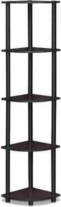 Turn-N-Tube 5 Tier Corner Display Rack Multipurpose Shelving Unit, Dark Walnut