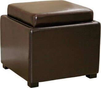 Bi-cast Leather Storage Tray Ottoman