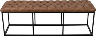 52.25 Draper Large Decorative Bench with Button Tufting Light Brown Faux Leather