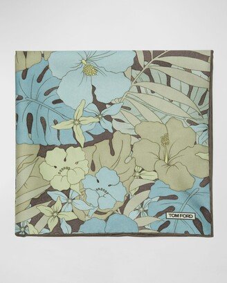 Men's Floral Silk Pocket Square-AB