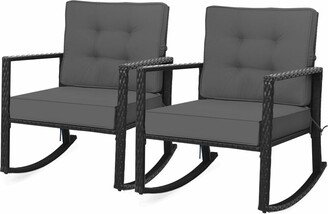 2PCS Outdoor Wicker Rocking Chair Patio Rattan Single Chair - See Details