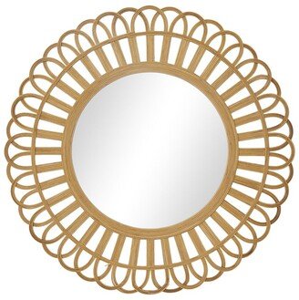 Peyton Lane Brown Rattan Bohemian Wall Mirror