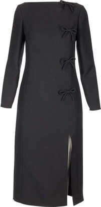 Bow Detailed Long-Sleeved Dress