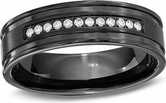 Men's 1/8 CT. T.w. Diamond Wedding Band in Black Stainless Steel