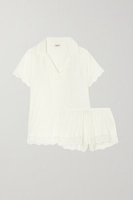 Malou Lace-trimmed Stretch-tencel Modal Jersey Pajama Set - White