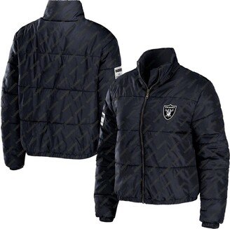 Women's Wear by Erin Andrews Black Las Vegas Raiders Puffer Full-Zip Jacket