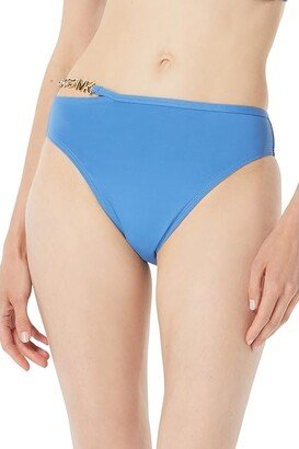 Signature Solids Logo Chain High-Waist Bottoms (Tide Blue) Women's Swimwear