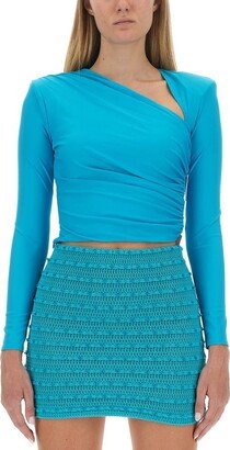 Asymmetric Long Sleeved Cropped Top