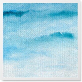 Photo Tiles: Sky Blue Watercolor Photo Tile, White, Framed, 8X8, Blue