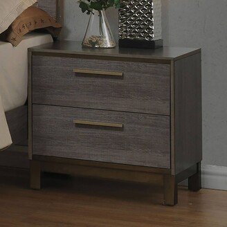 EDWINRAYLLC 2 Tone Antique Grey Nightstand Bedside Table with 2 Drawers and Brass Bar Pulls Bedside Cupboard Accent Table Sofa Table