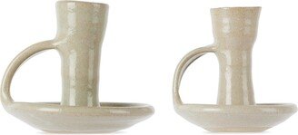 Lily Pearmain Beige Candlestick Set