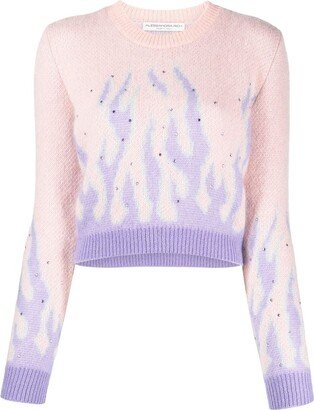 Flame-Print Knitted Jumper