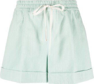 Pleat-Detail Drawstring-Waist Shorts