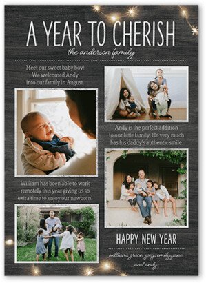 New Year's Cards: A Year To Cherish New Year's Card, Grey, 5X7, New Year, Standard Smooth Cardstock, Square