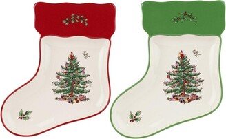 Christmas Tree Stocking Dishes, Set of 2