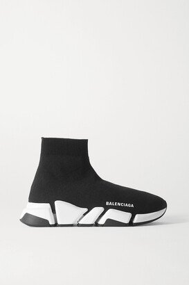 Speed 2.0 Logo-print Stretch-knit High-top Sneakers - Black