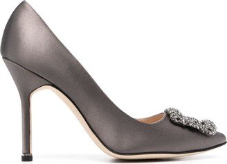 Hangisi 90mm crystal-buckle pumps