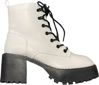 Elija Combat Boots In White