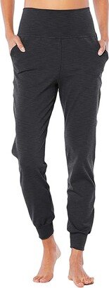 Heather Rib Midi Joggers (Black Heather) Women's Casual Pants