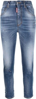 Paint-Splatter Skinny Cropped Jeans