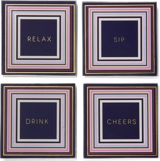 4 D Cheers to You Glass Coaster Set, 4 Piece