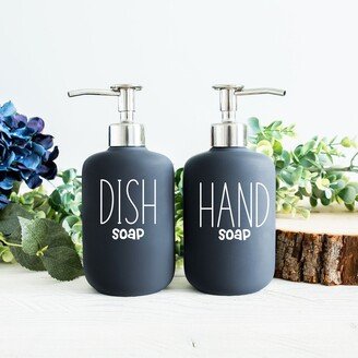 Hand Soap & Dish Soap Dispensers| Engraved Pump | Personalized Ceramic Dispenser With Stainless Steel