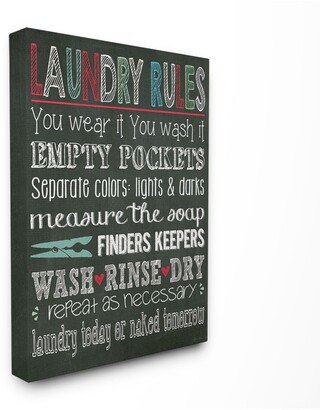 Home Decor Laundry Rules Typography Chalkboard Bathroom Canvas Wall Art, 16 x 20