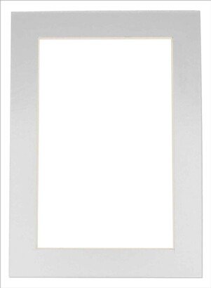 PosterPalooza 8x10 Mat Bevel Cut for 5x6 Photos - Acid Free Metallic Silver Precut Matboard - For Pictures, Photos, Framing