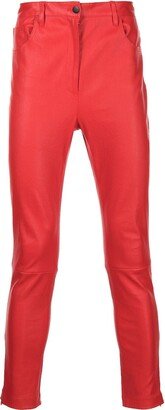 ROMEO HUNTE Slim-Fit Leather Trousers-AA