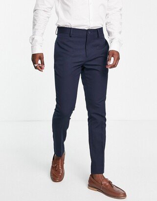 wedding plain skinny suit pants in navy