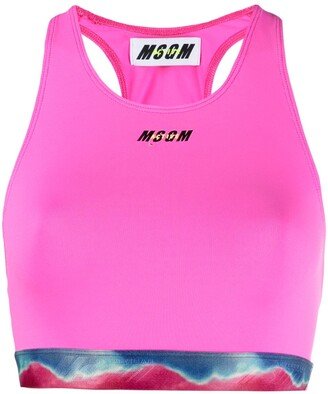 Printed Waistband Logo Sports Bra