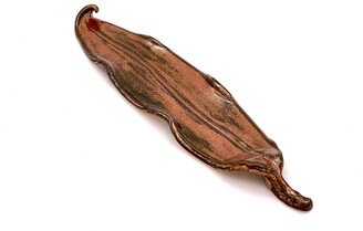 Hand-Formed Stoneware Ceramic Copper Leaf Full-Size Incense Holder, Ancient Glaze, Ooak