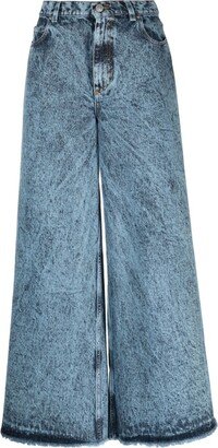 Acid-Wash Wide-Leg Jeans-AA