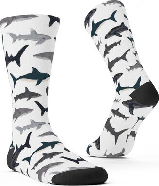Socks: Sharks - Neutral Custom Socks, Gray