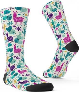 Socks: Llamas In The Desert - Multicolor Custom Socks, Multicolor