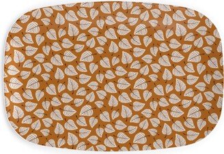 Serving Platters: Falling Leaves - Terracotta Serving Platter, Orange