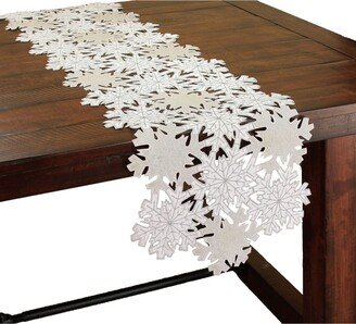 Shimmer Snowflake Embroidered Collection Cutwork Table Runner, 54