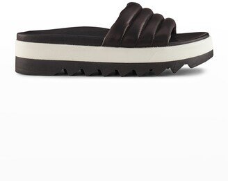 Prato Leather Flat Slide Sandals