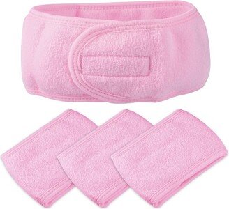 Unique Bargains Spa Headband Soft Women Hair Bands for Face Washing Bath Facial Mask Yoga 4 Pcs Dark Pink