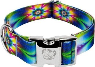 Country Brook Petz 1 1/2 Inch Premium Tie Dye Flowers Dog Collar (Extra Large)