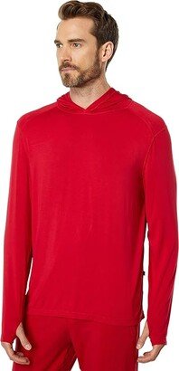 Long Sleeve Hooded Tee (Crimson) Men's Pajama