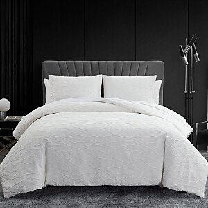 Abstract Crinkle White Comforter Set, King