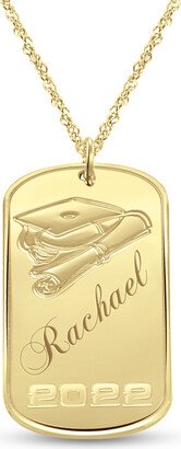 Engravable Dog Tag with Cap and Diploma Dog Tag Pendant (1 Name and Year)