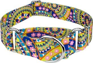 Country Brook Petz 1 1/2 Inch Yellow Boho Mandala Martingale Dog Collar (Extra Large)