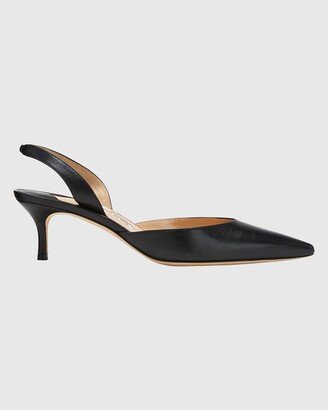 Carolyne Leather Low-Heel Slingback Pump